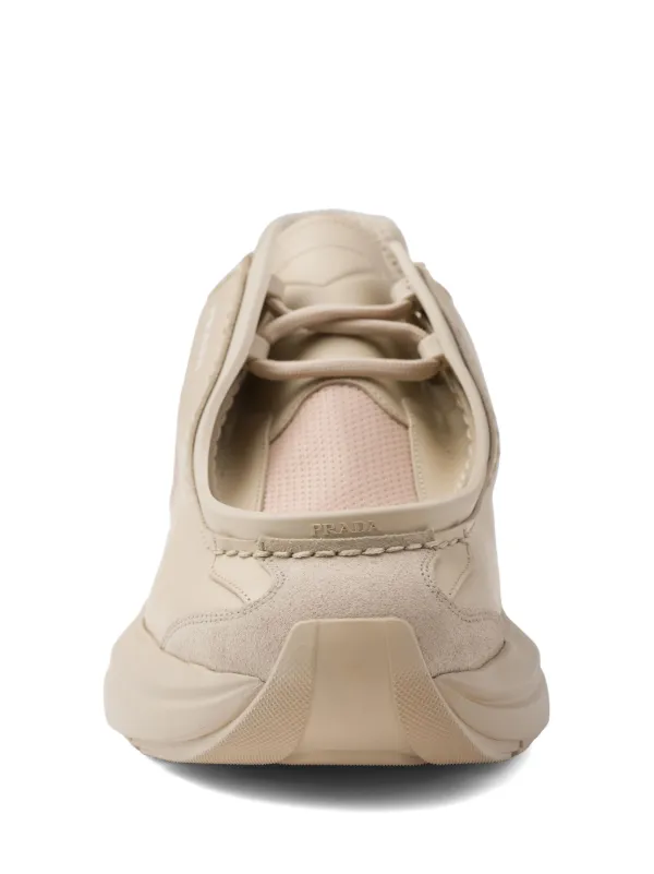 Prada Systeme Leather Sneakers | Neutrals | FARFETCH RO
