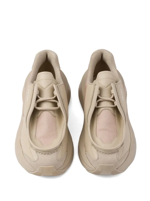 Prada Systeme Leather Sneakers | Neutrals | FARFETCH