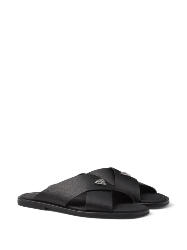 【PRADA】LEATHER SANDALS Prada Leather Crisscross Sandals | Saks Fifth Avenue