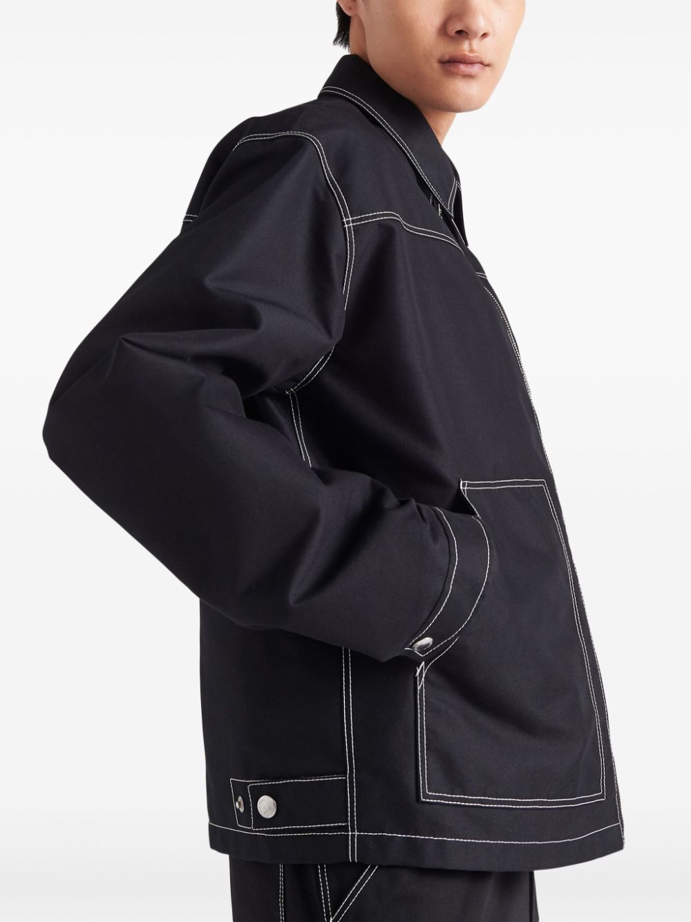 Shop Prada Logo-appliqué Blouso Jacket In Schwarz