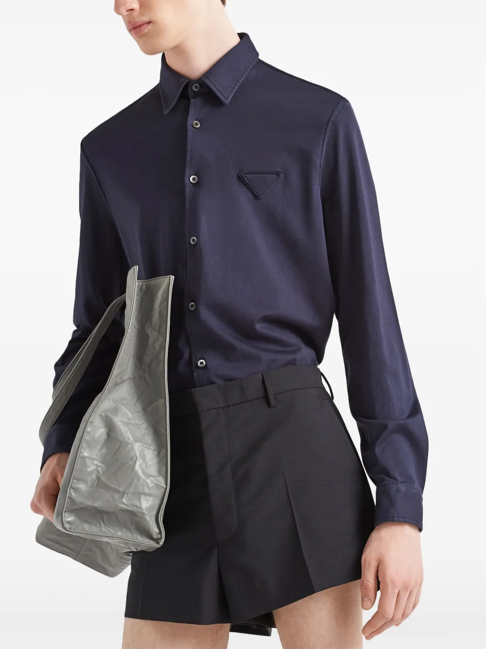 Prada Overhemd met logopatch Blauw