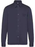 Prada logo-patch cotton shirt - Blue