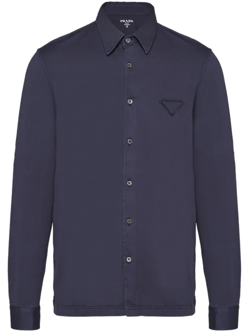 Chemise en coton à patch logo - Prada - Modalova