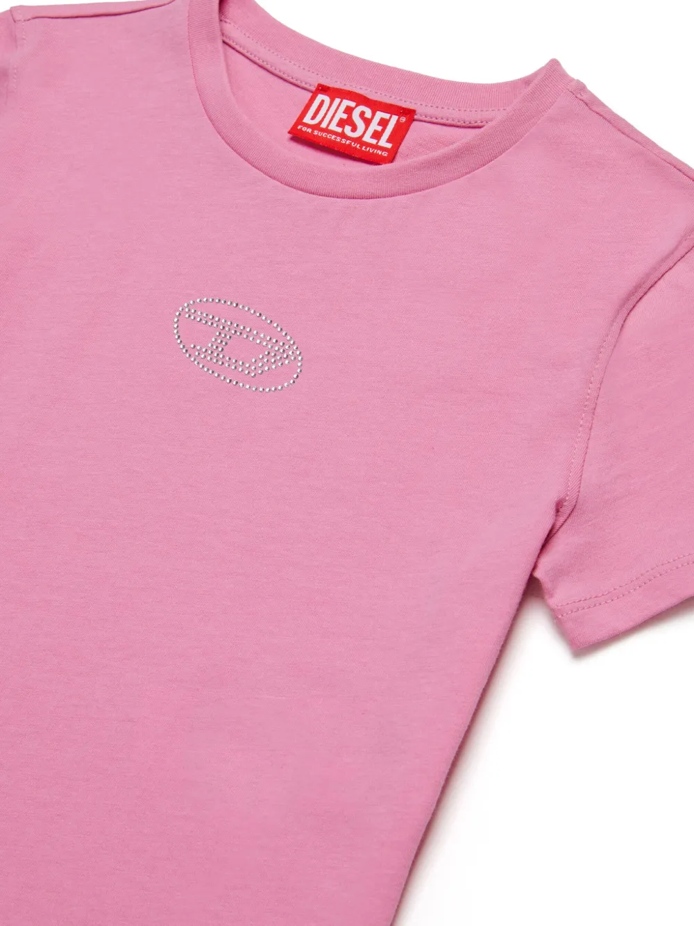 Diesel Kids Katoenen T-shirt met logoprint Roze