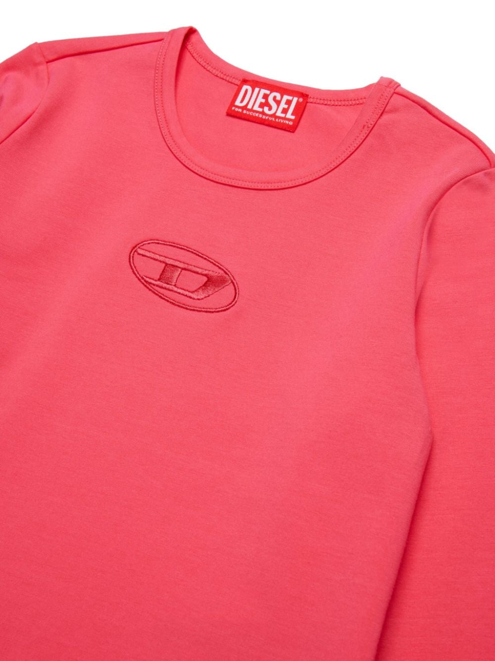 Shop Diesel Logo-embroidered T-shirt In Pink