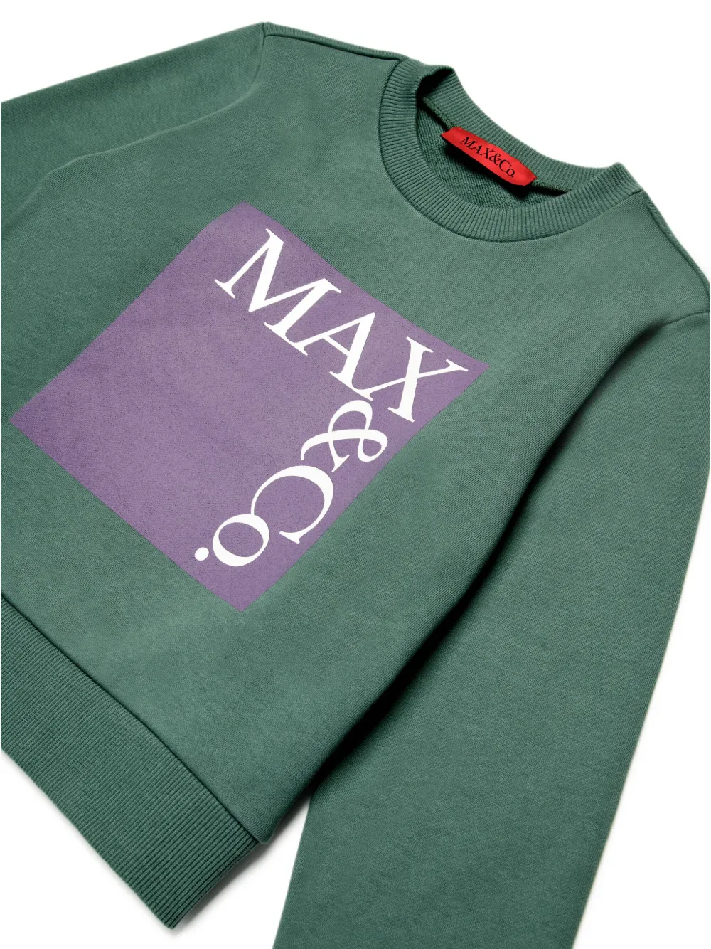 MAX&Co. Kids Katoenen sweater met logoprint Groen