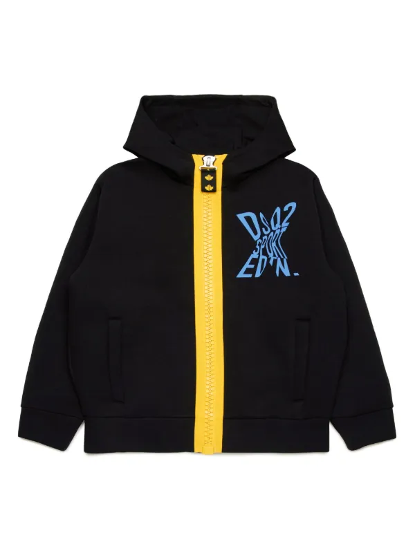 DSQUARED2 KIDS logo-print Zipped Hoodie | Black | FARFETCH TR