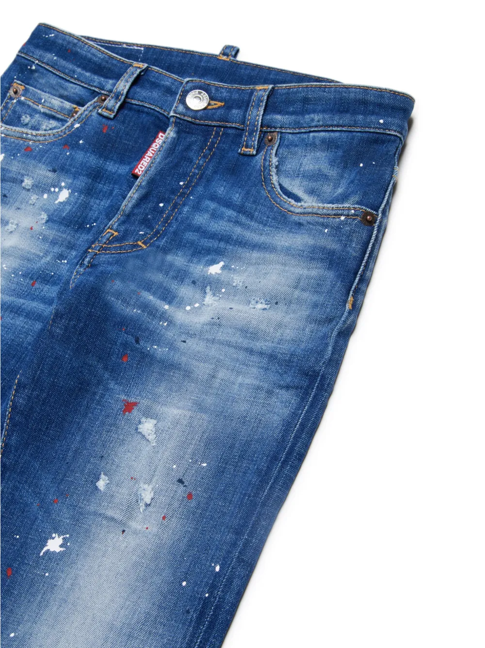 Shop Dsquared2 Distressed Paint-splattered Jeans In Blue