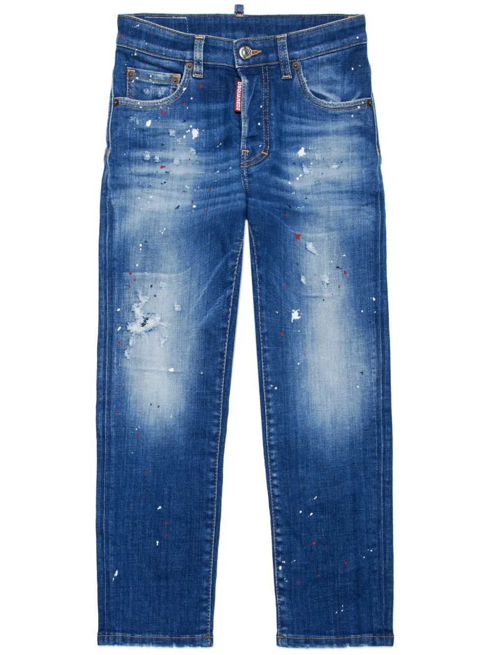 Shop Dsquared2 Distressed Paint-splattered Jeans In Blue