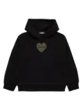 DSQUARED2 KIDS mesh-heart rhinestone-logo hoodie - Black