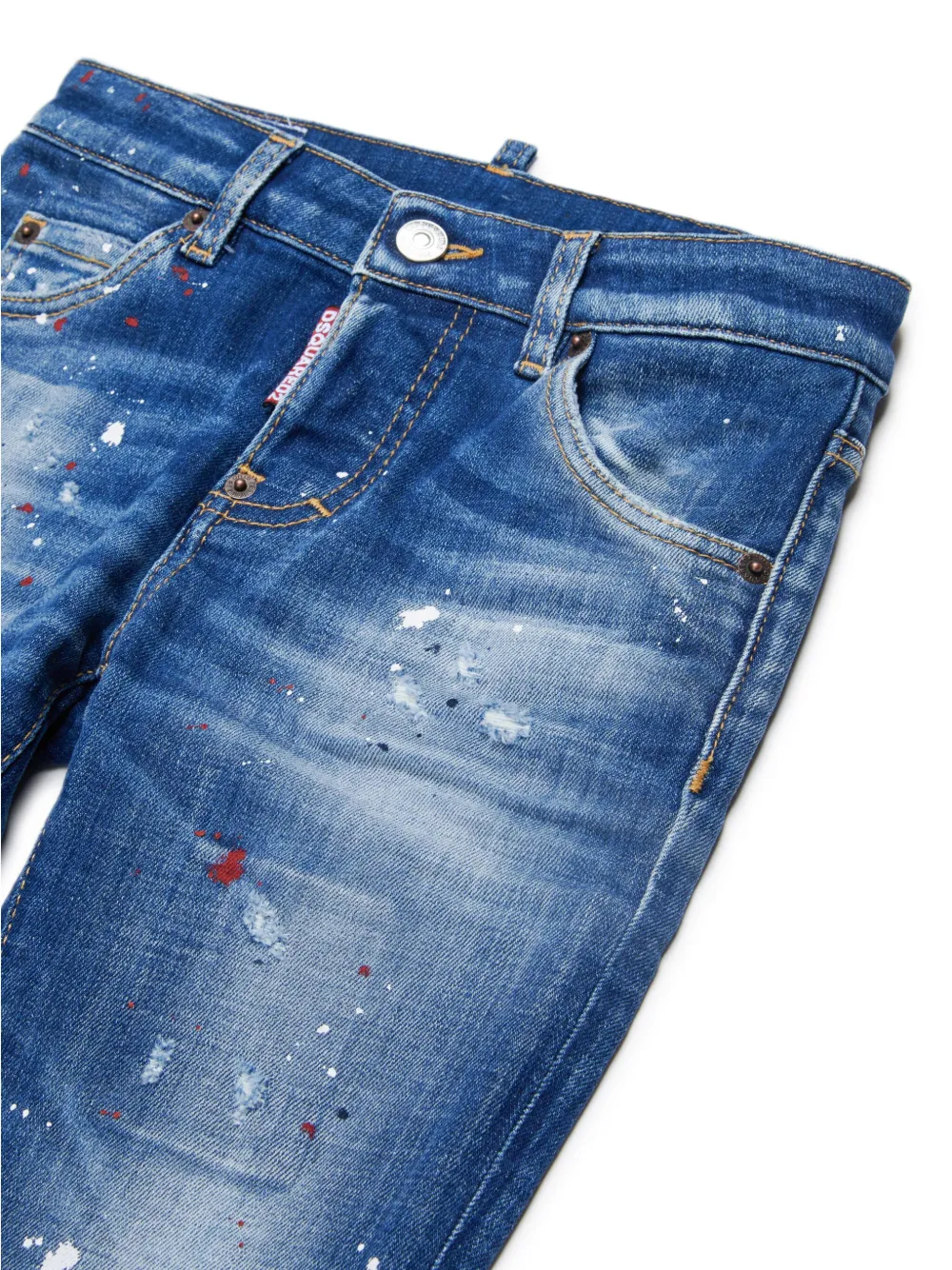 DSQUARED2 KIDS Jeans met logoband van katoenblend Blauw