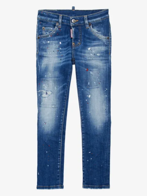 DSQUARED2 KIDS logo-patch cotton-blend jeans 