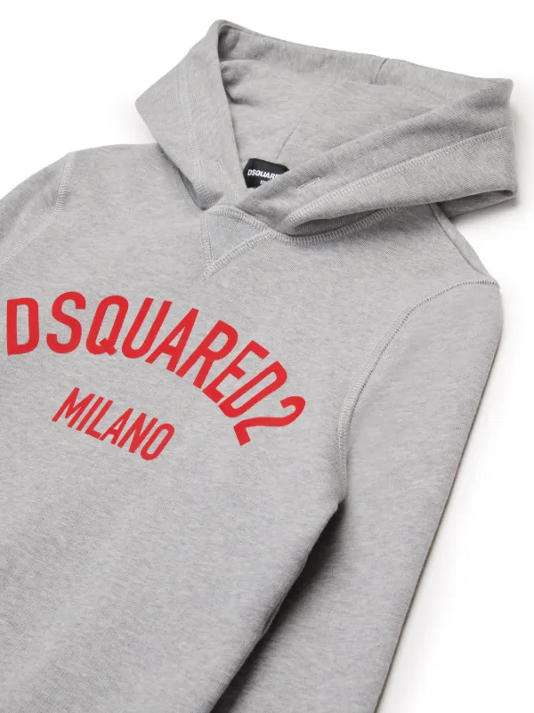 パーカー・フーディ Dsquared2 Grey Cotton Sweatshirt With Logo DSQUARED2 | Grey Men's Hooded Sweatshirt | YOOX