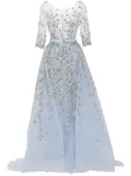 Saiid Kobeisy beaded tulle belted gown - Blue