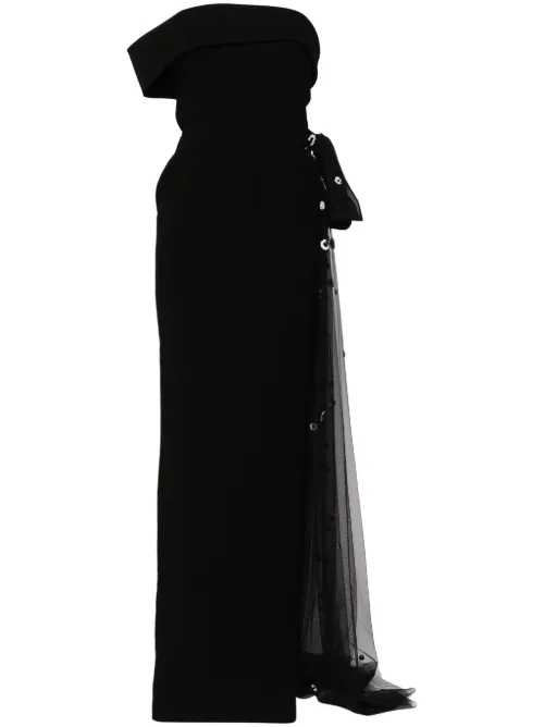 Robe longue à fleurs appliquées - Saiid Kobeisy - Modalova