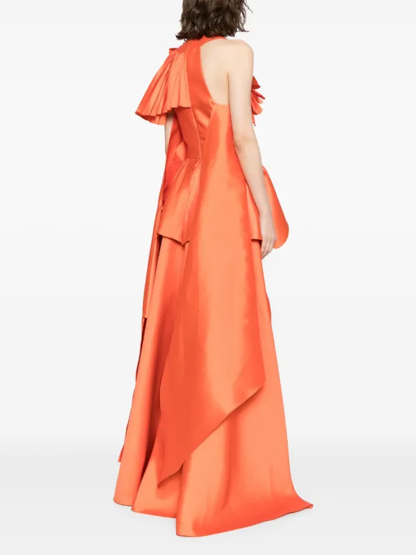 Saiid Kobeisy Mikado Jumpsuit With Asmmymetrical Cuts And Matching Embroidery Orange FARFETCH AU