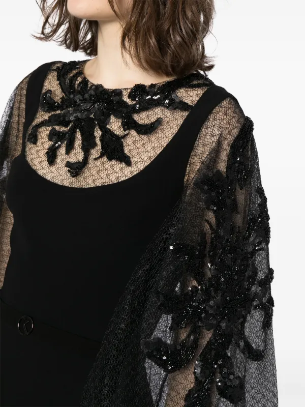 ブラック片肩フリルロングドレス　SAIID KOBEISY サイードコベイシー Saiid Kobeisy Beaded Crepe Maxi Dress | Black | FARFETCH