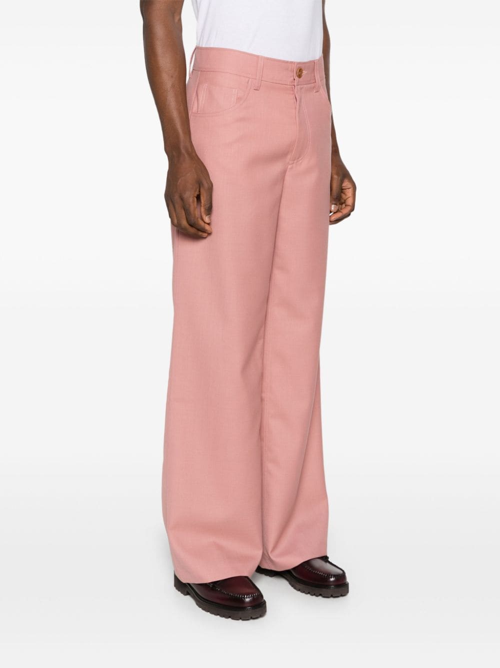 Shop Séfr Jiro Straight-leg Trousers In Pink