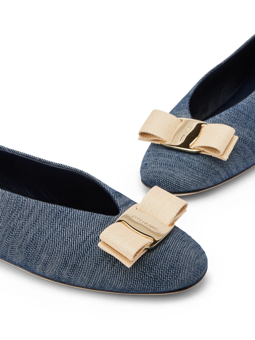 Ferragamo leather ballerina shoes Blue