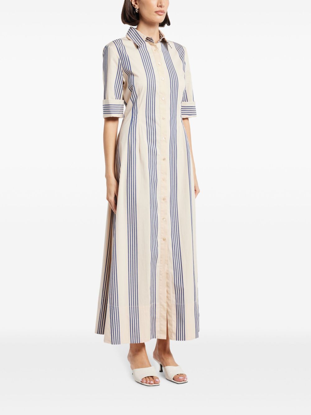 STAUD STRIPED POPLIN SHIRT DRESS 