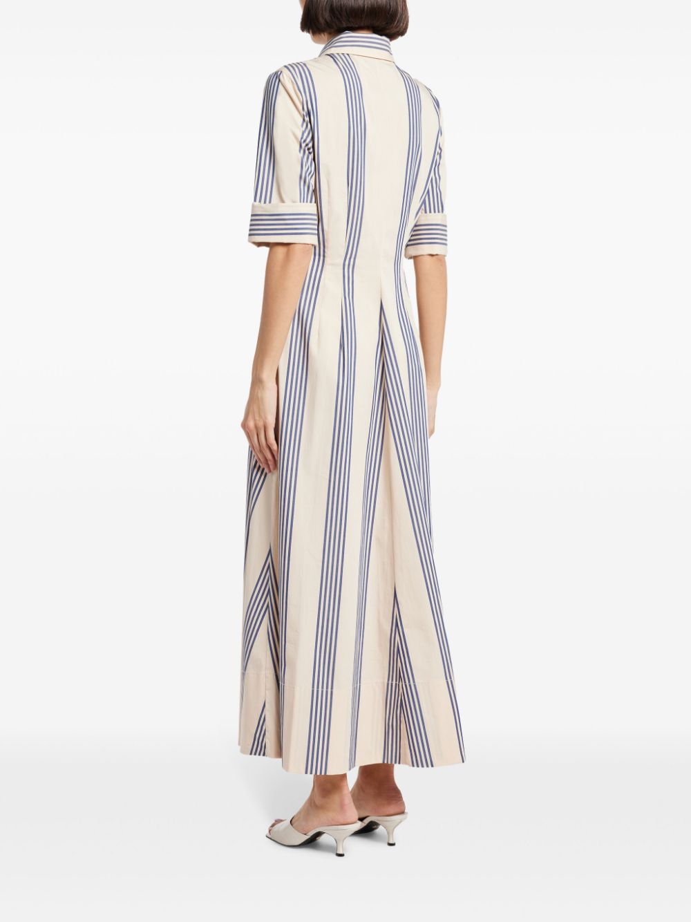 Shop Staud Striped Poplin Shirt Dress In Nude