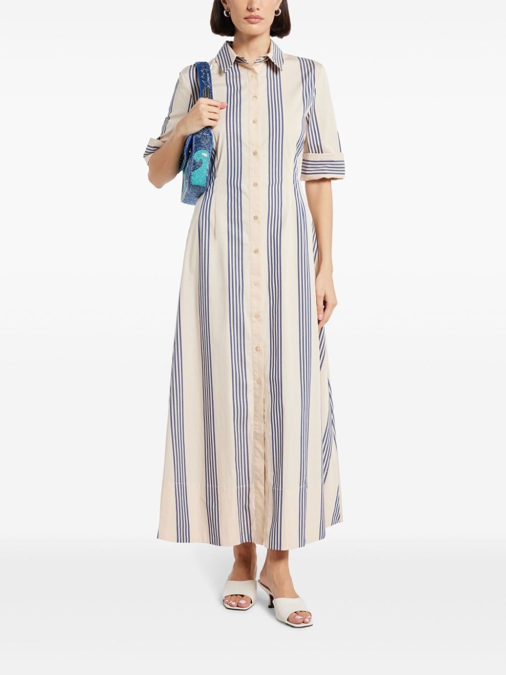 STAUD striped poplin shirt dress - Beige