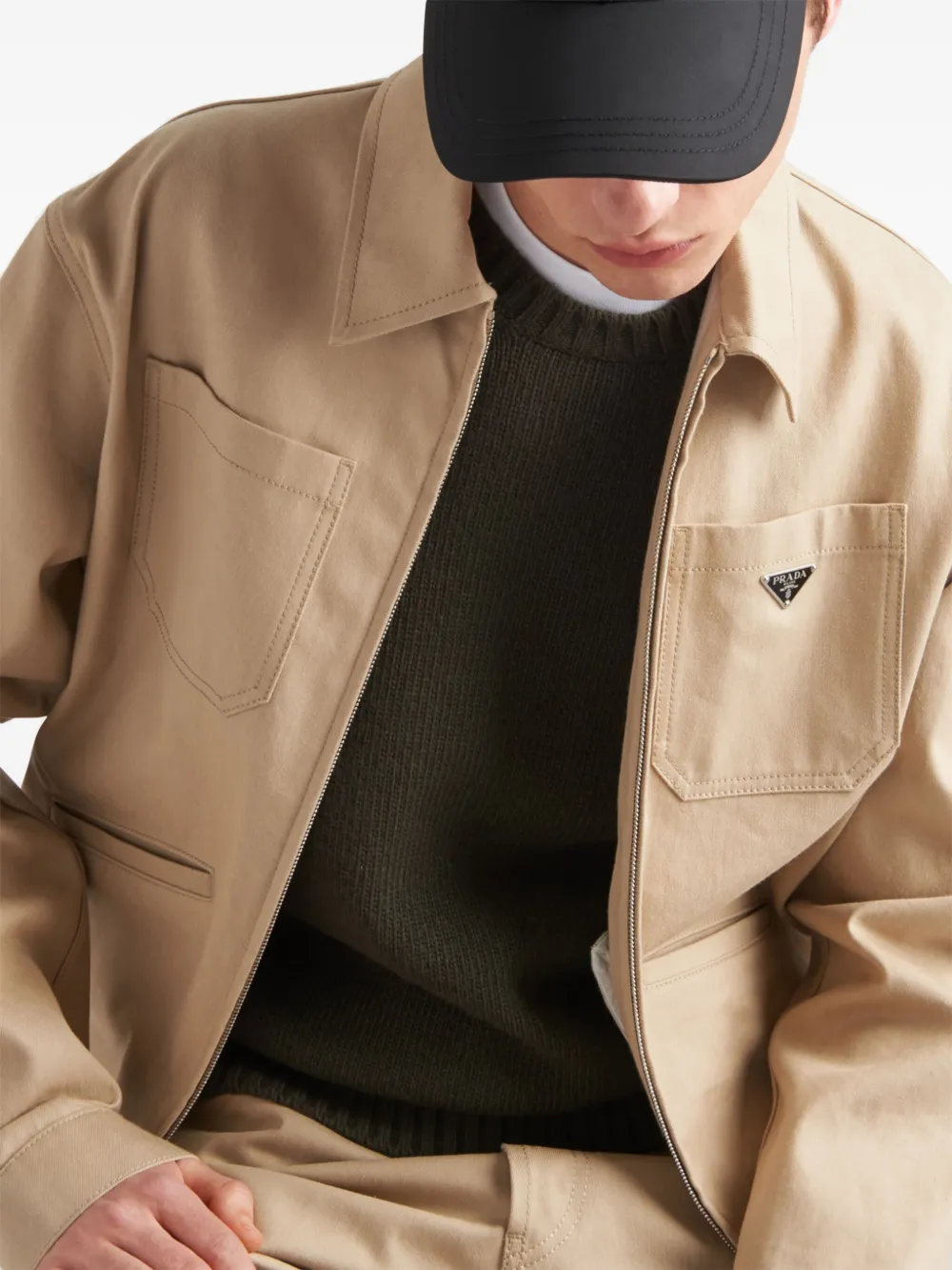 Shop Prada Logo-embossed Baseball Cap In Black