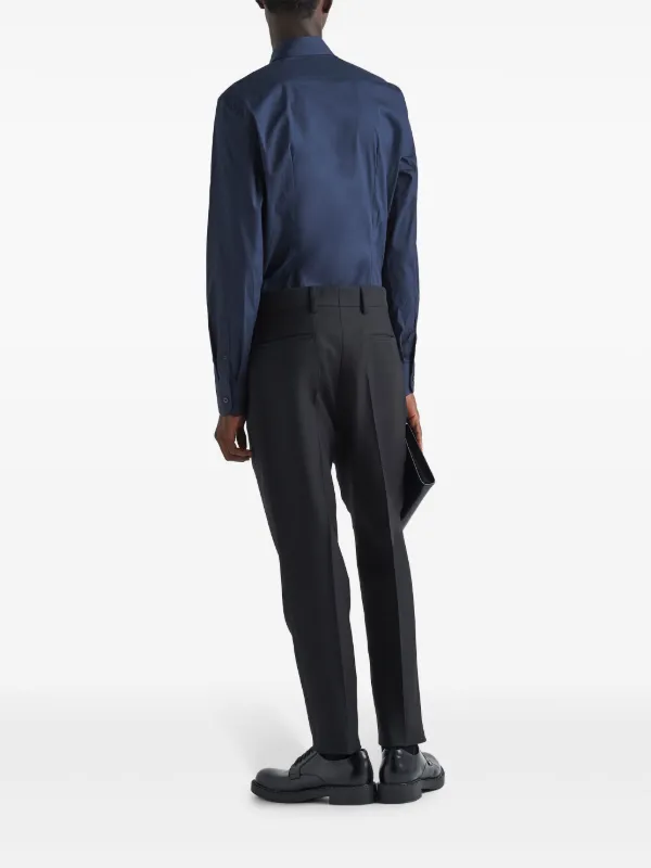 Prada long-sleeve Cotton Shirt | Blue | FARFETCH