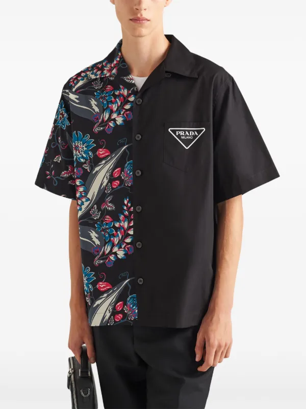 Prada short-sleeved Cotton Shirt | Black | FARFETCH Prada short-sleeved Cotton Shirt | Black | FARFETCH