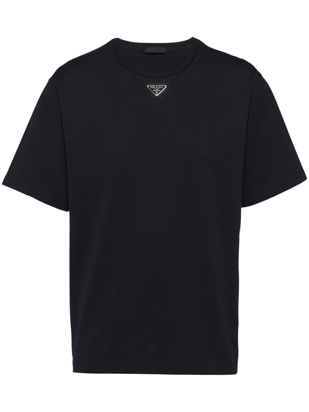 Prada Logo-plaque Cotton T-shirt In Black