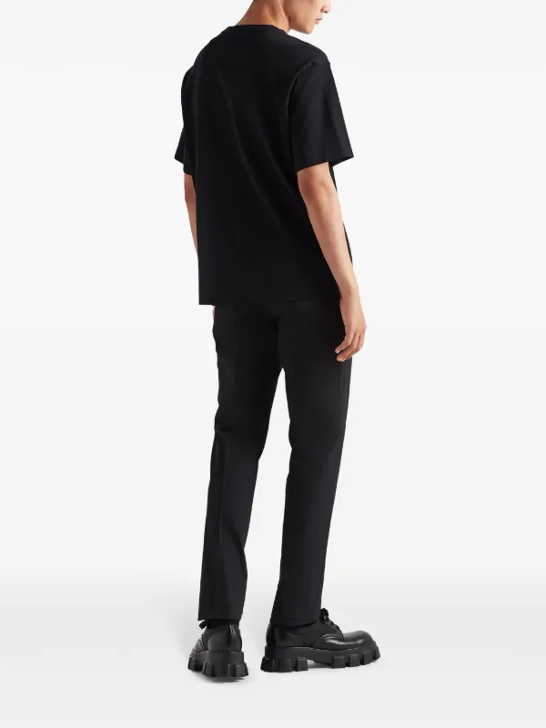 Prada triangle-logo Cotton T-shirt | Black | FARFETCH