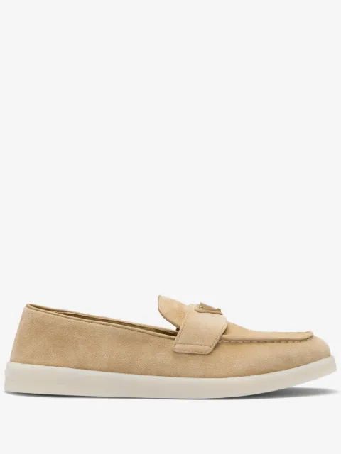 Prada logo-plaque suede loafers