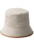Prada logo-embroidered canvas bucket hat - Neutrals