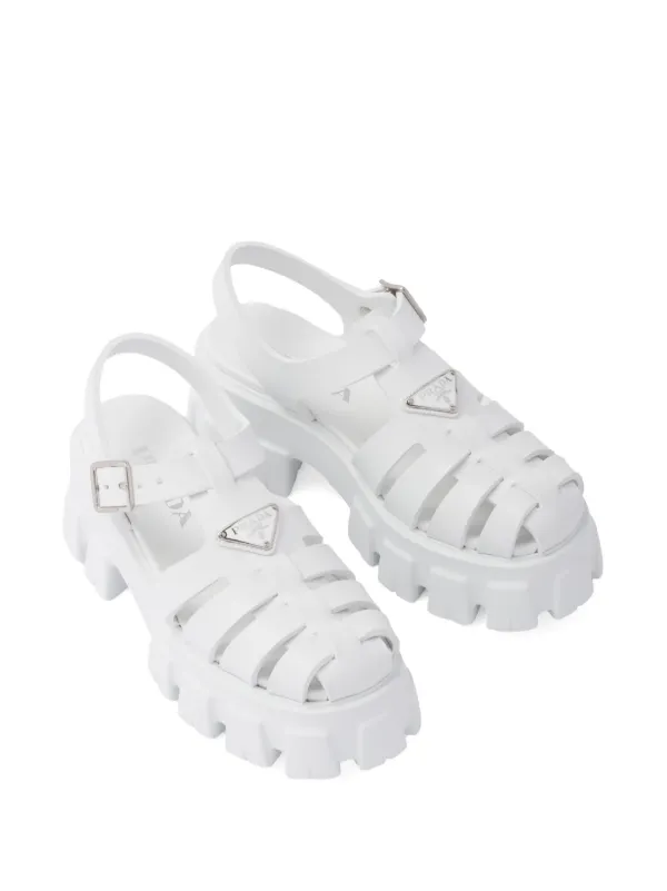 Prada Monolith Platform Sandals | White | FARFETCH Prada Monolith Platform Sandals | White | FARFETCH
