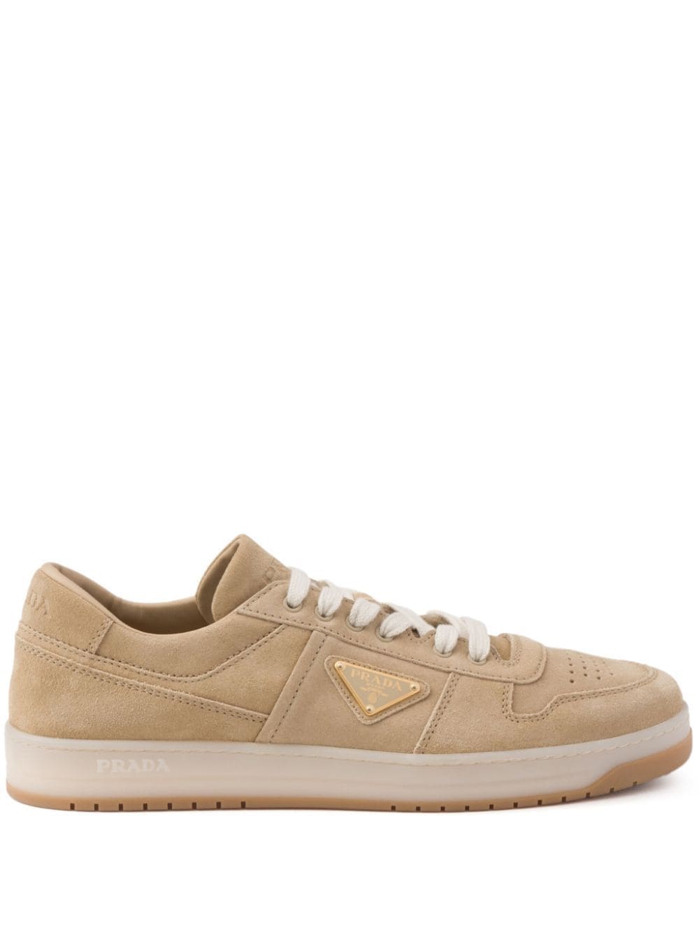 Shop Prada Downtown Suede Sneakers In Neutrals