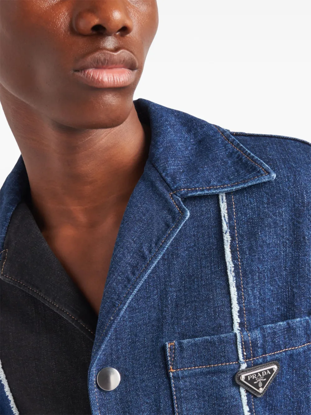 PRADA COLOUR-BLOCK DENIM SHIRT