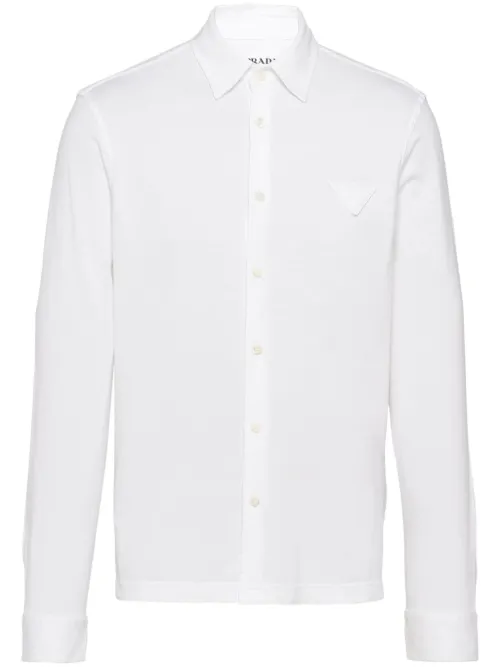 T-shirt en coton à logo triangle - Prada - Modalova