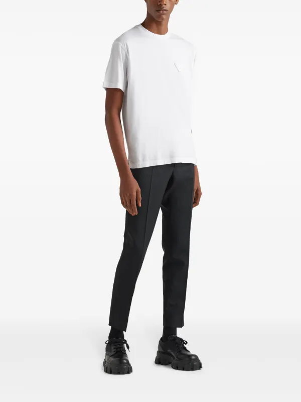 Prada triangle-logo Cotton T-shirt | White | FARFETCH