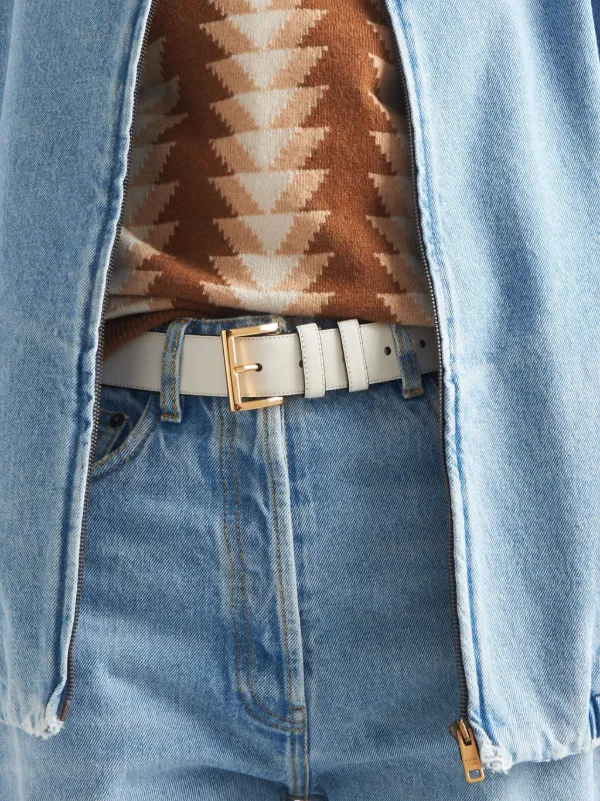 PRADA MILANO レディース レザー ベルト ホワイト Prada レザーベルト | ホワイト | FARFETCH JP