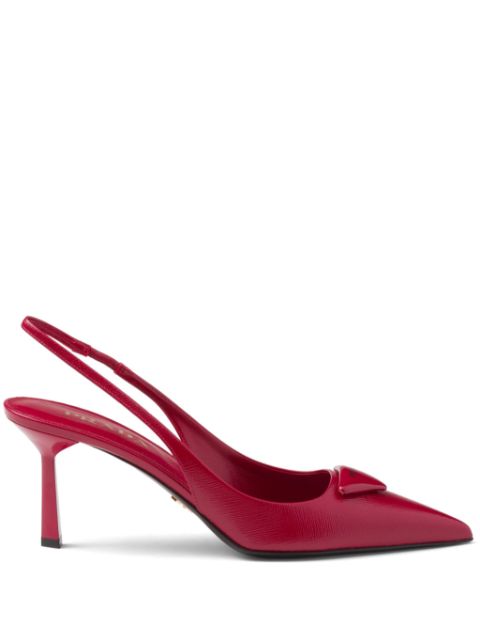 Prada triangle-logo leather slingback pumps