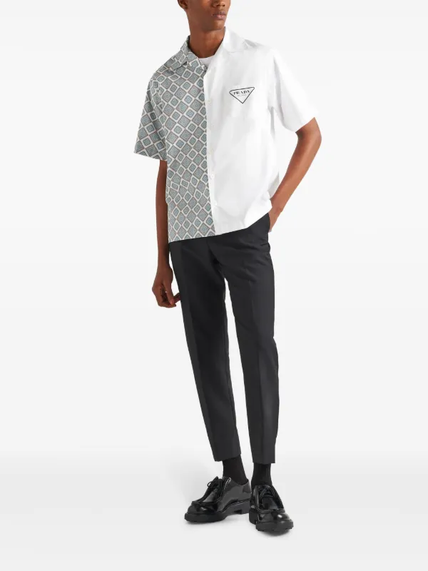 Prada Double Match Cotton Shirt | Grey | FARFETCH