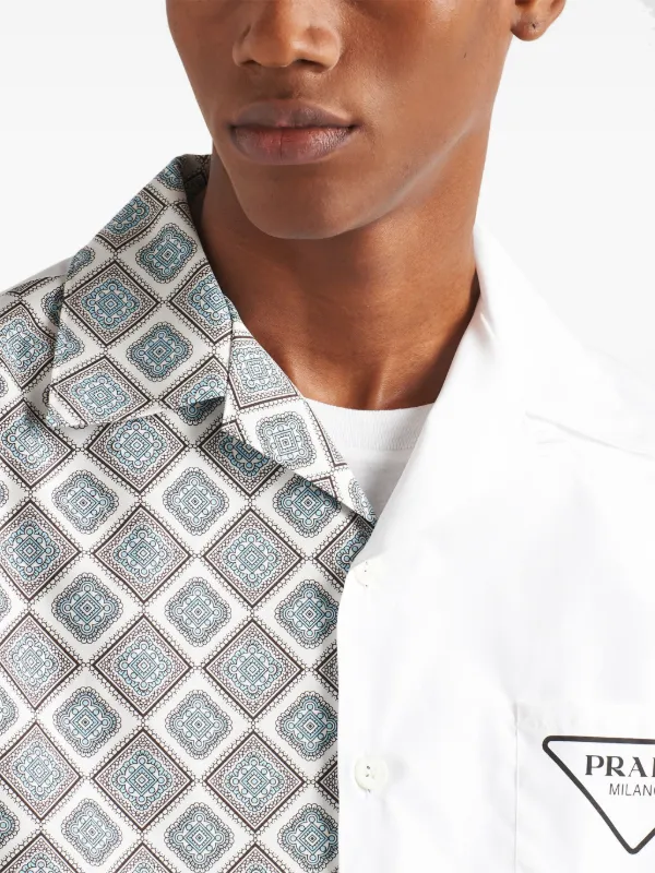Prada Double Match Cotton Shirt | Grey | FARFETCH