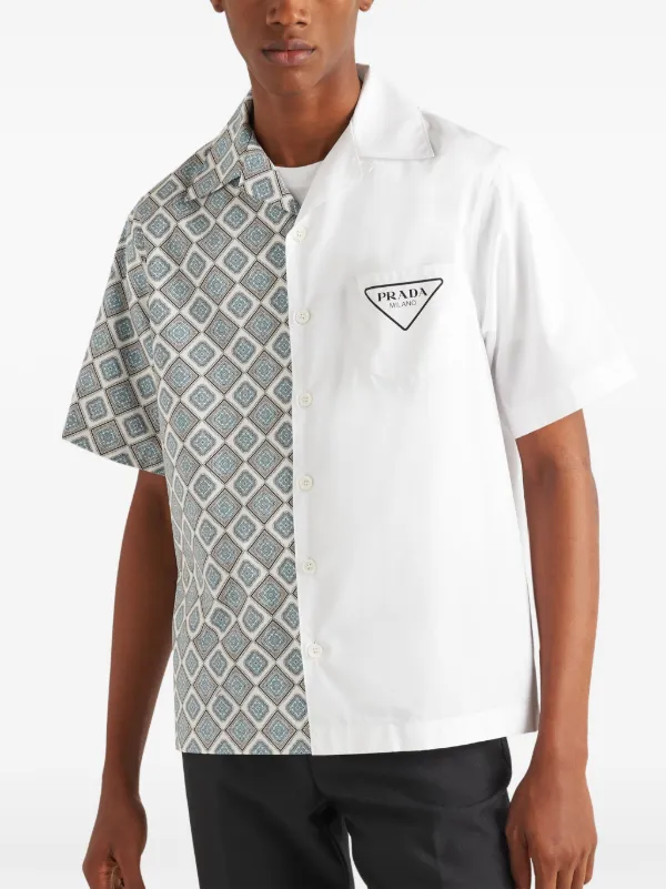 Prada Double Match Cotton Shirt | Grey | FARFETCH