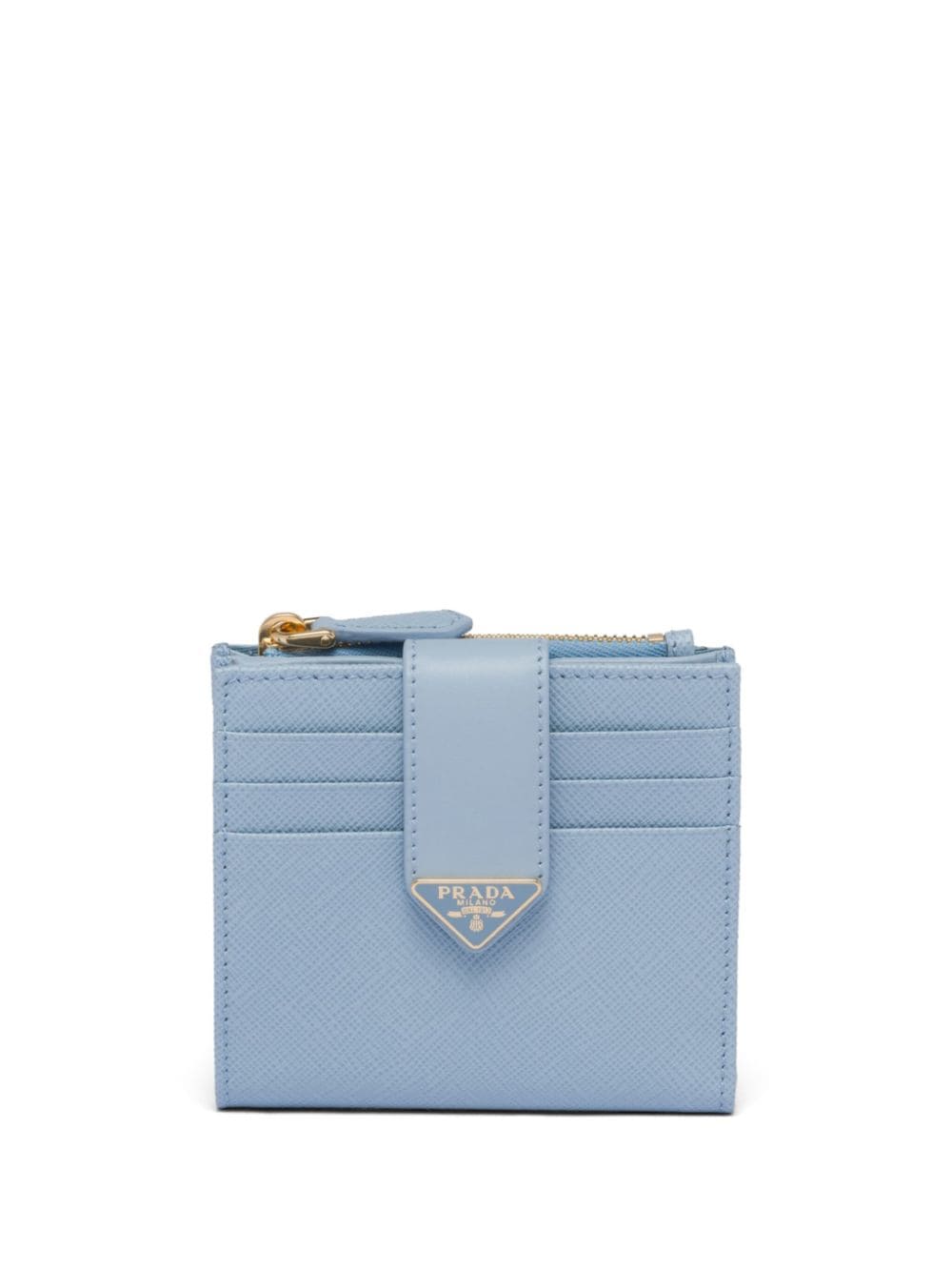 Prada Triangle-logo Leather Wallet In Blue