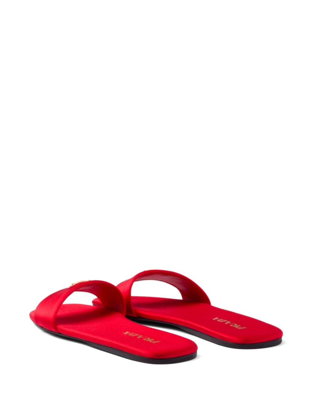 Prada Satijnen slippers met logo Rood