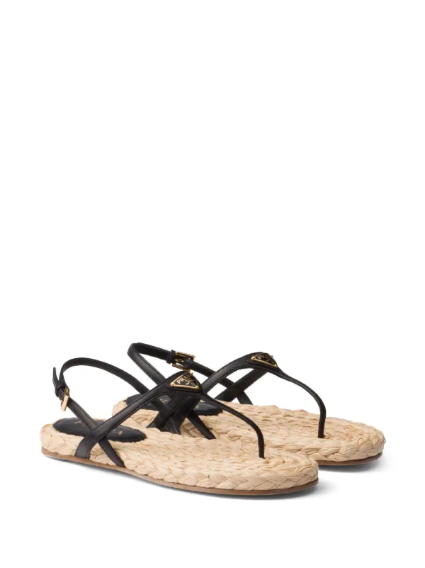Prada triangle-logo Slingback Sandals | Black | FARFETCH UK