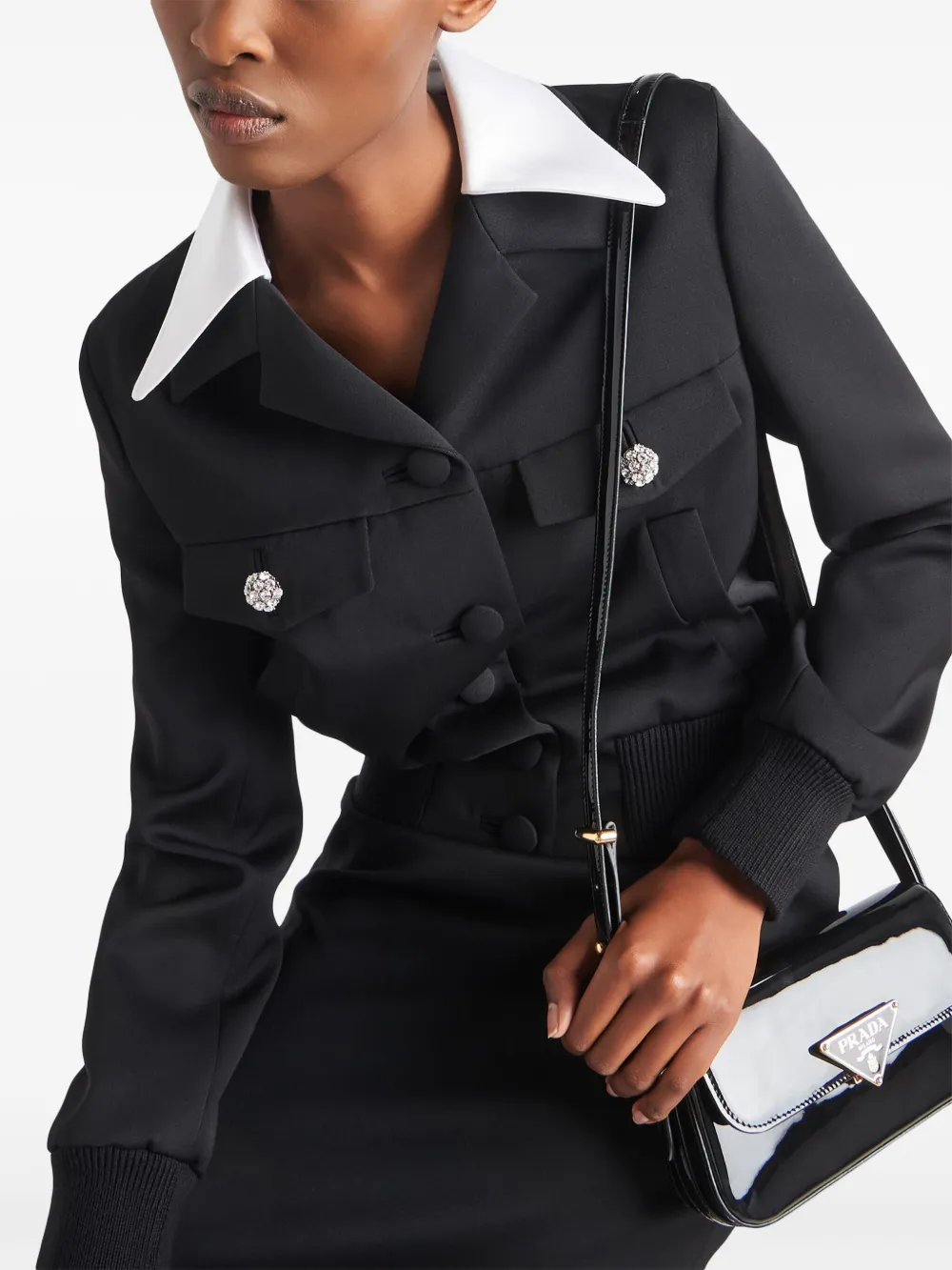 Prada Jack met enkele rij knopen Zwart