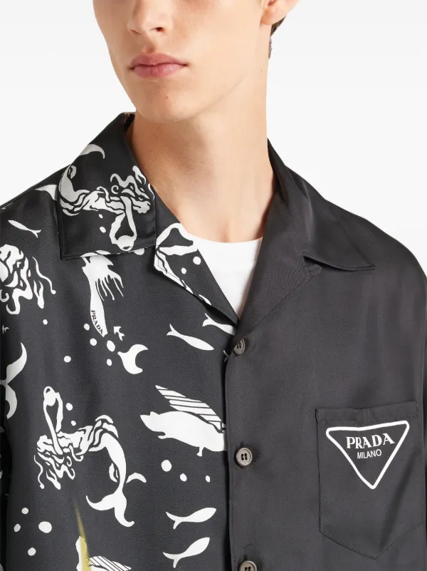 Prada Double Match Silk Shirt | Black | FARFETCH Prada Double Match Silk Shirt | Black | FARFETCH