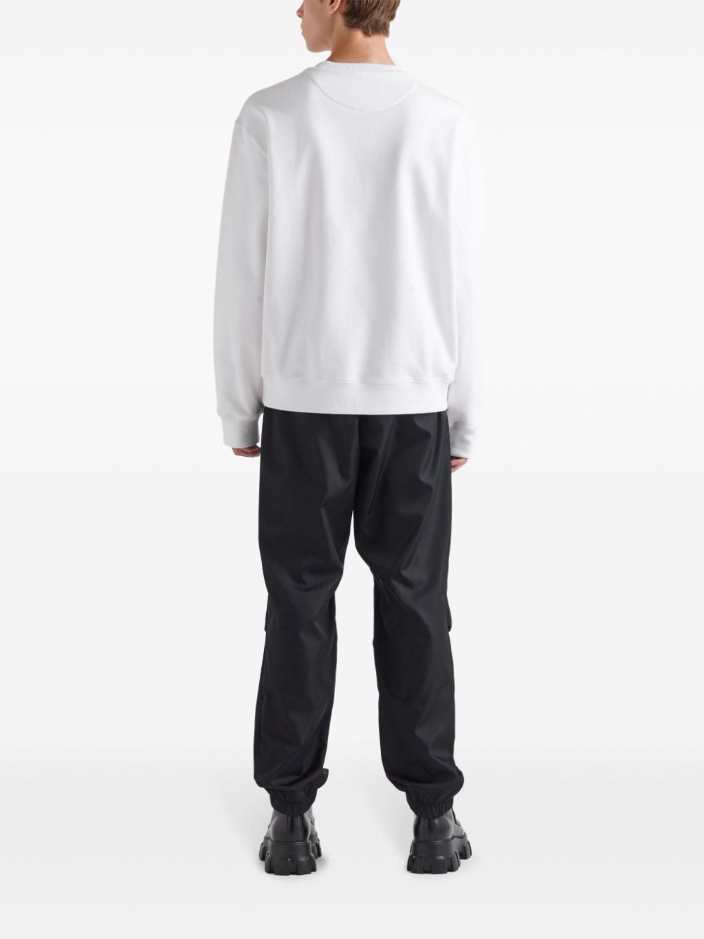 Shop Prada Logo-plaque Cotton Sweatshirt In White