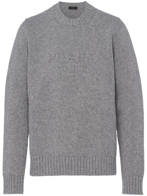 Prada pull à logo brodé - Gris - Prada - Modalova